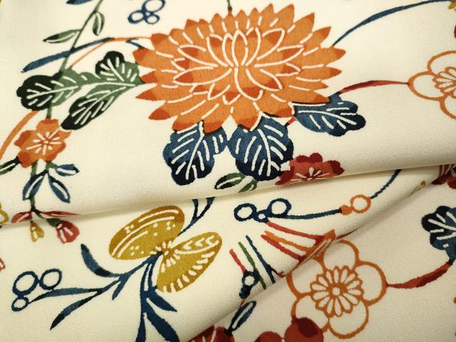 平和屋着物●上質な小紋 型染め 立波飛鳥花文 正絹 逸品 CABA1872ut