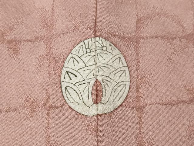 平和屋着物●上質な色無地 格子地紋 珊瑚色 正絹 逸品 CABA1874ut