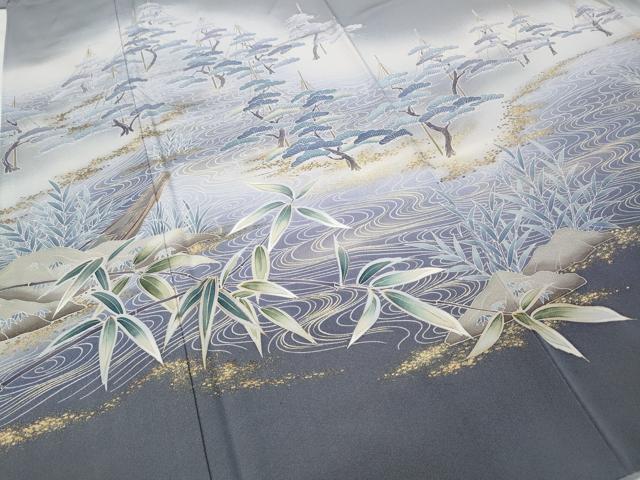 平和屋着物●訪問着 作家物 船流水草木文 暈し染め 金彩 正絹 逸品 CABA1911ut