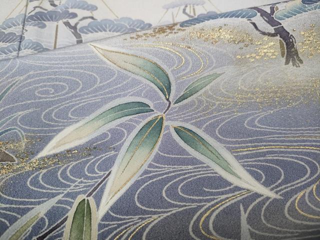 平和屋着物●訪問着 作家物 船流水草木文 暈し染め 金彩 正絹 逸品 CABA1911ut