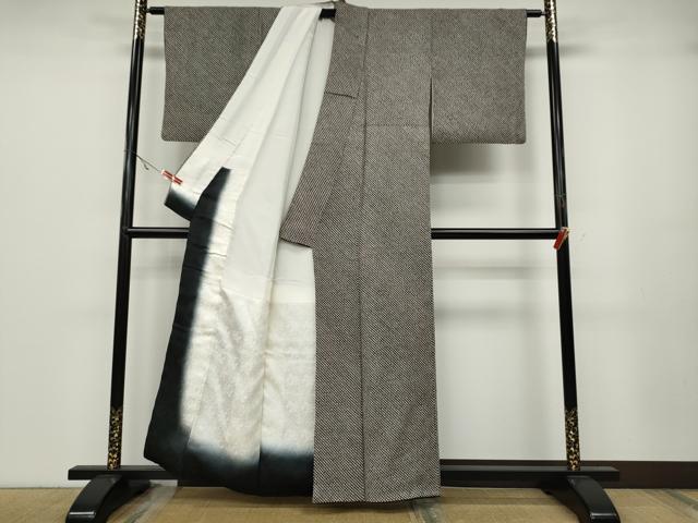 平和屋着物●大変加工の良い総絞り小紋 黒地 正絹 逸品 CABA1914ut