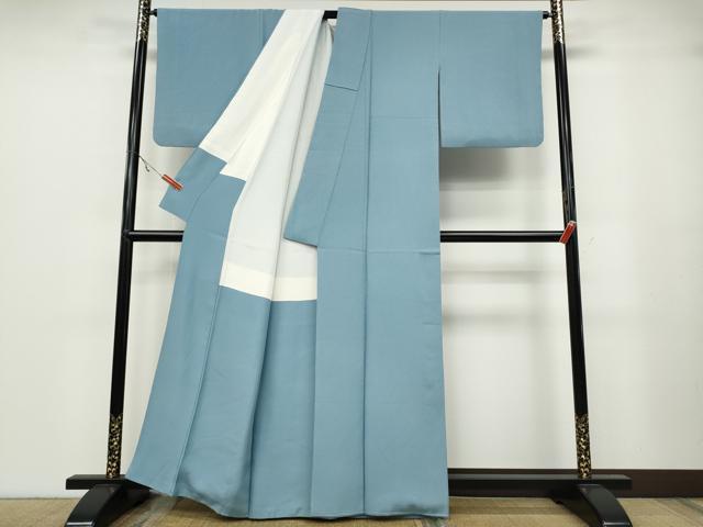 平和屋着物●上質な色無地 作家物 霞地紋 勿忘草色 正絹 逸品 CABA1916ut