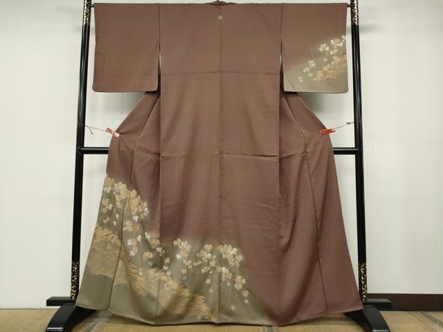 平和屋着物●訪問着 刺繍 蔦の葉文 暈し染め 金彩 正絹 逸品 CABA1946ut