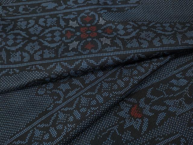 平和屋着物●本場大島紬 7マルキ エ霞吉祥花文 正絹 逸品 CABA1948ut
