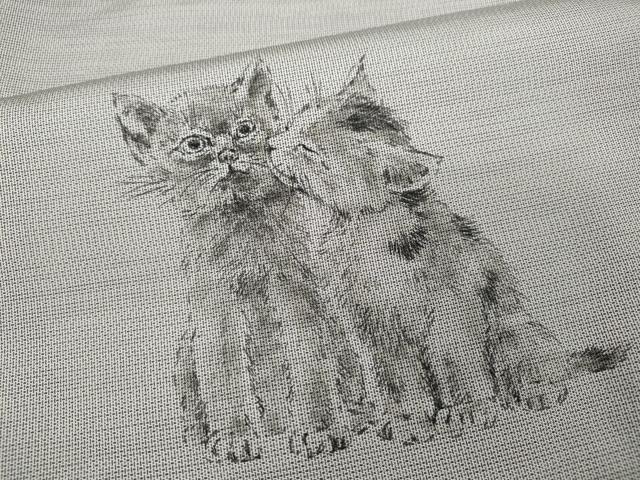 平和屋着物●訪問着 本場大島紬 作家物 手描き 遊ぶ猫 正絹 逸品 CABA1982ut