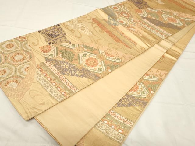 平和屋着物▼六通柄袋帯 嵯峨野 名物裂 金糸 正絹 逸品 CABA2056dy