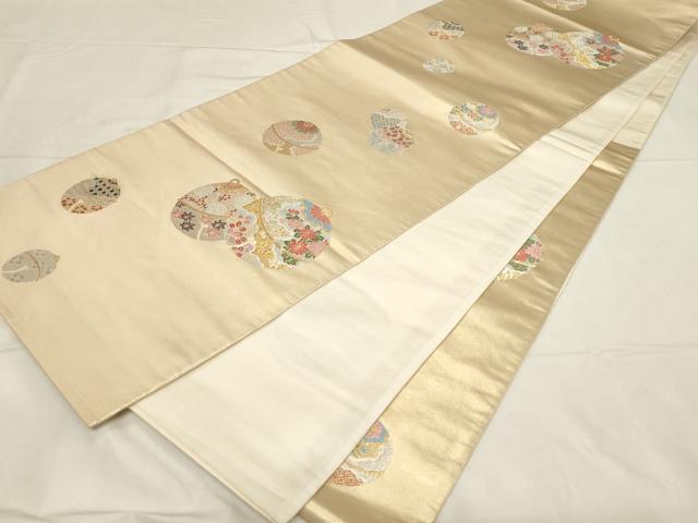 平和屋着物◎六通柄袋帯 鈴 草花文 金銀糸 引箔 正絹 逸品 CABA2104dy