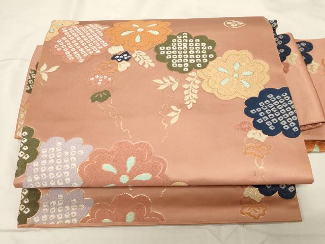 平和屋着物●つけ帯 唐織 舞花文 金糸 正絹 逸品 CABA2172dy