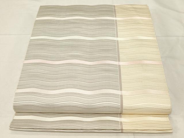 平和屋着物●本場筑前博多織 八寸名古屋帯 横段文 正絹 逸品 CABA2254dy