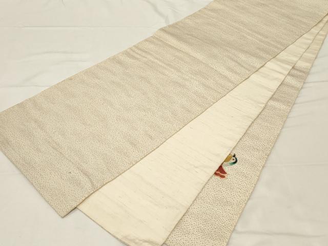 平和屋着物●太鼓柄袋帯 紬地 刺繍 流水鴛鴦文 金糸 正絹 逸品 CABA2286dy