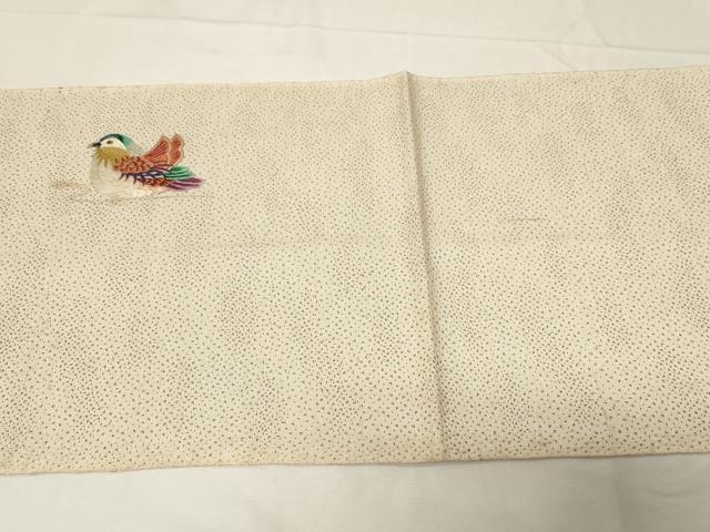 平和屋着物●太鼓柄袋帯 紬地 刺繍 流水鴛鴦文 金糸 正絹 逸品 CABA2286dy
