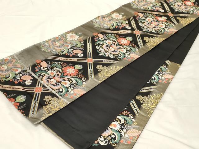 平和屋着物●六通柄袋帯 唐織 草花文 金銀糸 引箔 正絹 逸品 CABA2311dy