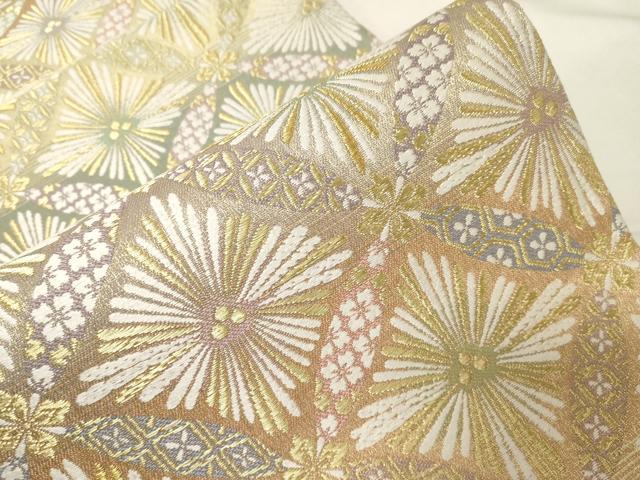 平和屋着物●六通柄袋帯 唐織 七宝花文 金糸 正絹 逸品 CABA2339dy
