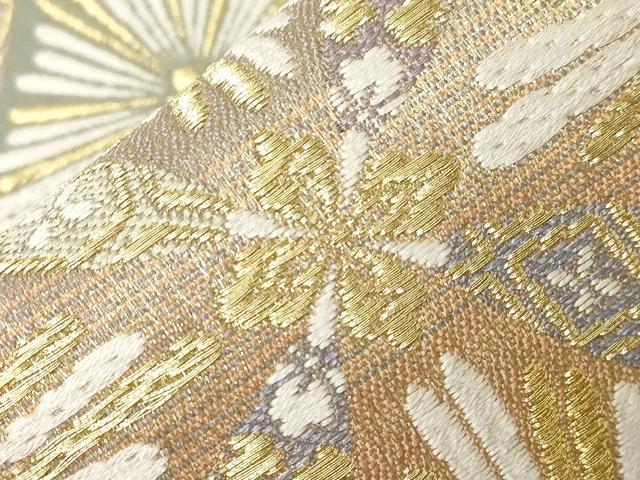 平和屋着物●六通柄袋帯 唐織 七宝花文 金糸 正絹 逸品 CABA2339dy