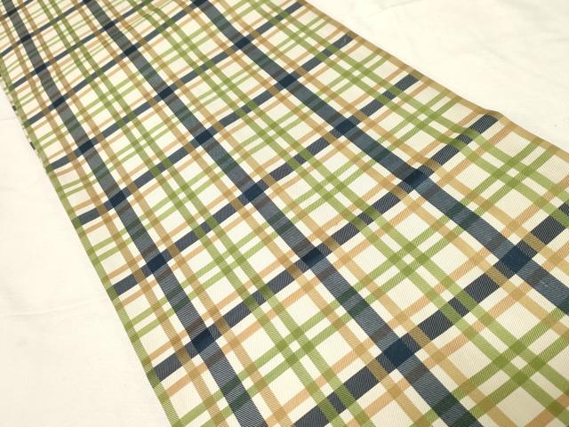 平和屋着物●九寸開き名古屋帯 格子柄 正絹 逸品 CABA2380dy