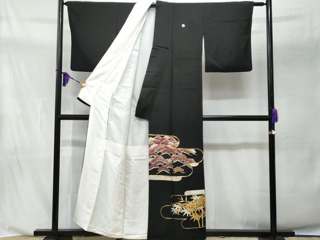 平和屋着物■豪華黒留袖 駒刺繍 松竹梅 正絹 逸品 CABA2587fb