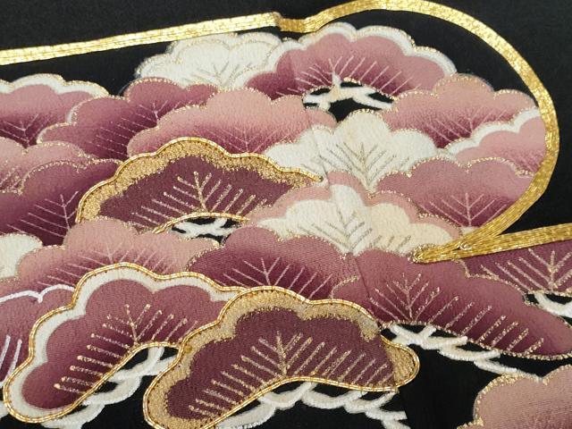 平和屋着物■豪華黒留袖 駒刺繍 松竹梅 正絹 逸品 CABA2587fb