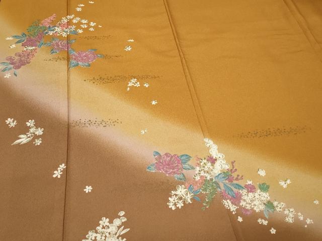 平和屋着物■訪問着 草花文 暈し染め 金彩 洗える着物 CABA2918in