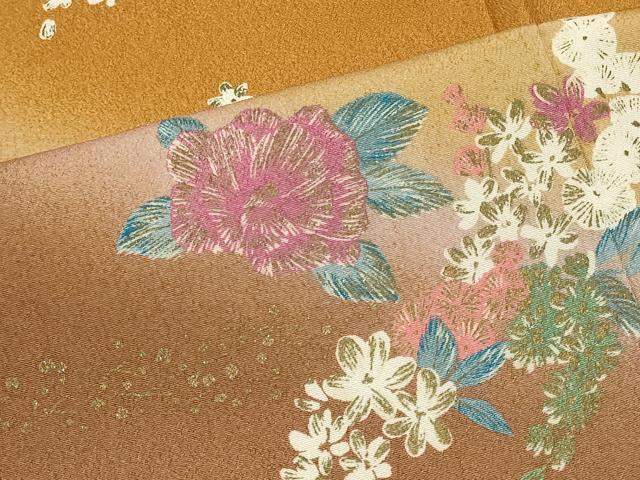 平和屋着物■訪問着 草花文 暈し染め 金彩 洗える着物 CABA2918in