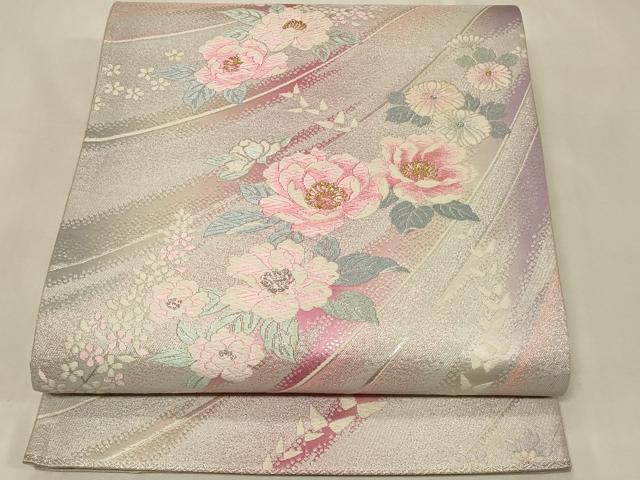 平和屋着物◎六通柄袋帯 唐織 花蝶文 金銀糸 正絹 逸品 CABA3066in