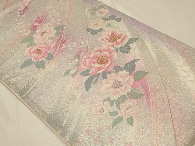 平和屋着物◎六通柄袋帯 唐織 花蝶文 金銀糸 正絹 逸品 CABA3066in