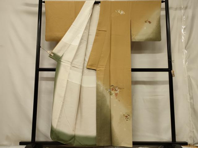 平和屋着物■訪問着 刺繍 地紙草花文 金彩 正絹 逸品 CABA3171in