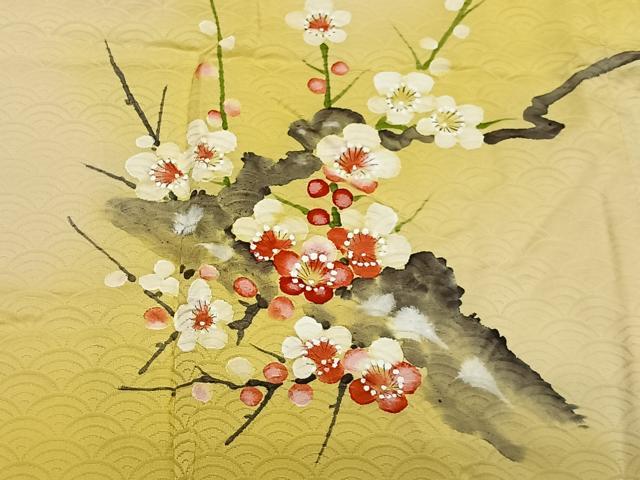 平和屋着物#羽織 手描き 枝梅文 暈し染め 正絹 逸品 CABA3538ua
