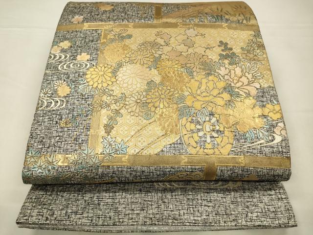 平和屋着物◎六通柄袋帯 花車文 金銀彩 正絹 逸品 CABA3717qe