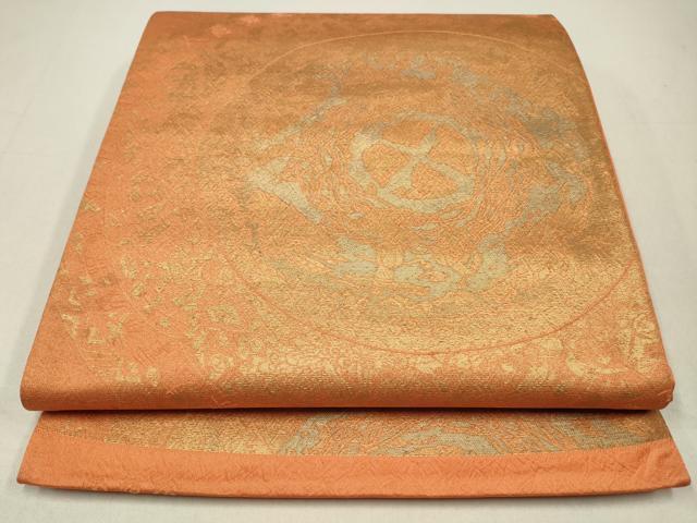 平和屋着物◎六通柄袋帯 鏡裏人物花文 京蒔絵 金糸 正絹 逸品 CABA3742qe