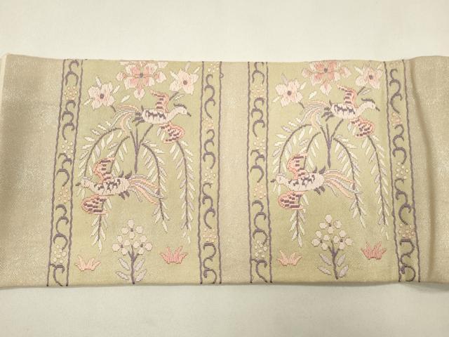 平和屋着物◎九寸名古屋帯 唐織 鳳凰文 銀糸 引箔 正絹 逸品 CABA3850qe