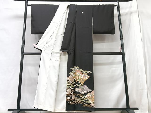平和屋着物■豪華黒留袖 作家物 冊子吉祥花文 松竹梅 金彩 正絹 逸品 CABF5185xe