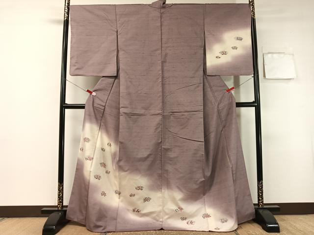 平和屋着物●訪問着 紬地 手描き 地紙花文 正絹 逸品 CABA4410vp