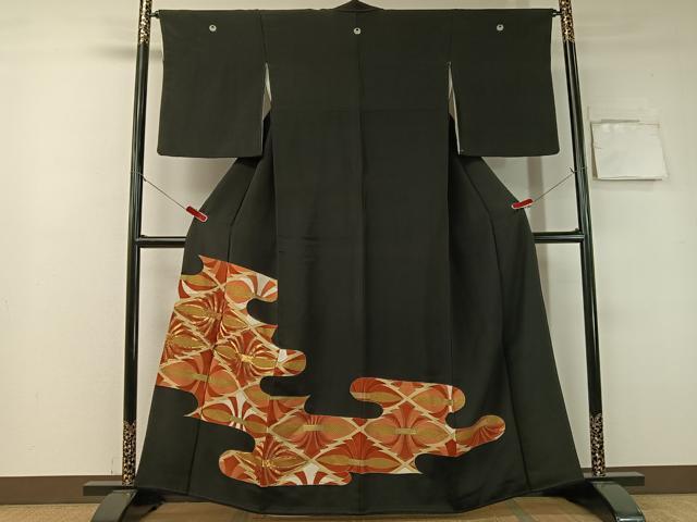 平和屋着物■豪華黒留袖 駒刺繍 束ね熨斗菱文 金彩 正絹 逸品 CABA4529vp