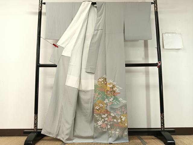平和屋着物●豪華色留袖 駒刺繍 雪輪花鳥文 暈し染め 正絹 逸品 CABA4645vp