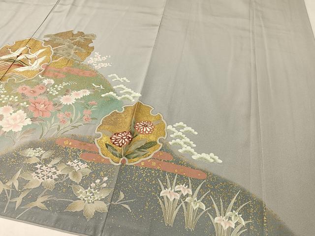 平和屋着物●豪華色留袖 駒刺繍 雪輪花鳥文 暈し染め 正絹 逸品 CABA4645vp