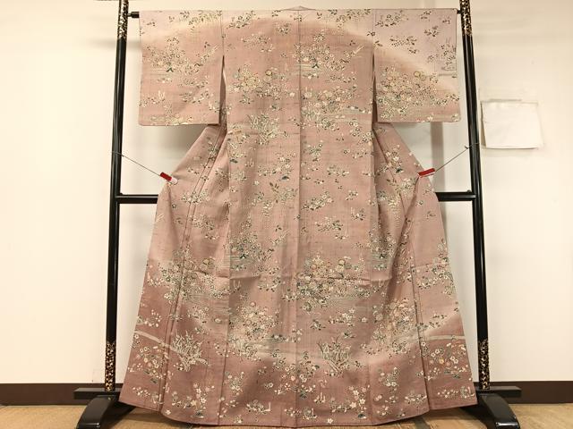 平和屋着物●染織の名門 しょうざん 生紬 訪問着 流水楽器花文 金彩 正絹 逸品 CABA4678vp