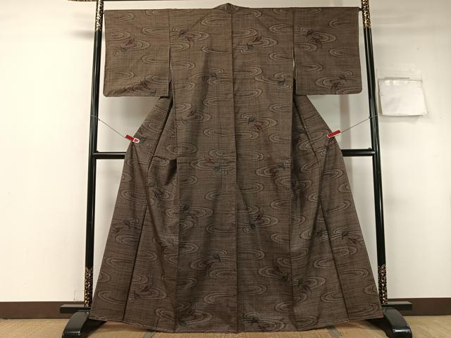 平和屋着物●本場大島紬 7マルキ 流水舞葉文 正絹 逸品 未使用 CABA4698vp