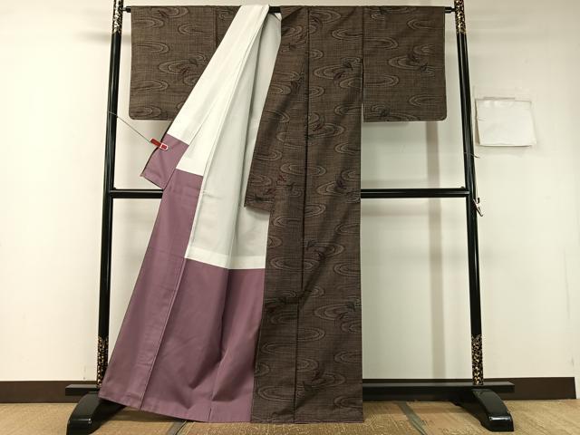平和屋着物●本場大島紬 7マルキ 流水舞葉文 正絹 逸品 未使用 CABA4698vp