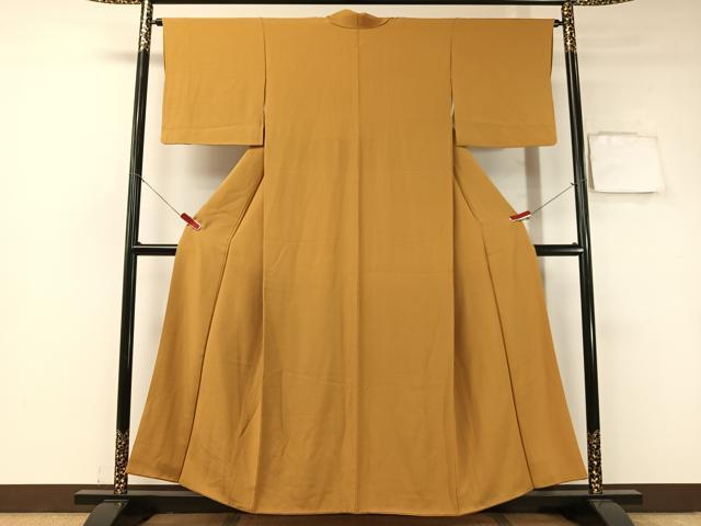 平和屋着物●上質な色無地 山吹茶色 正絹 逸品 CABA4730vp