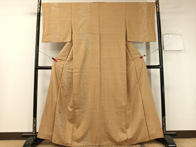 平和屋着物●訪問着 白山紬 刺繍 立波葡萄蔦の葉間道 金糸 正絹 逸品 CABA4737vp