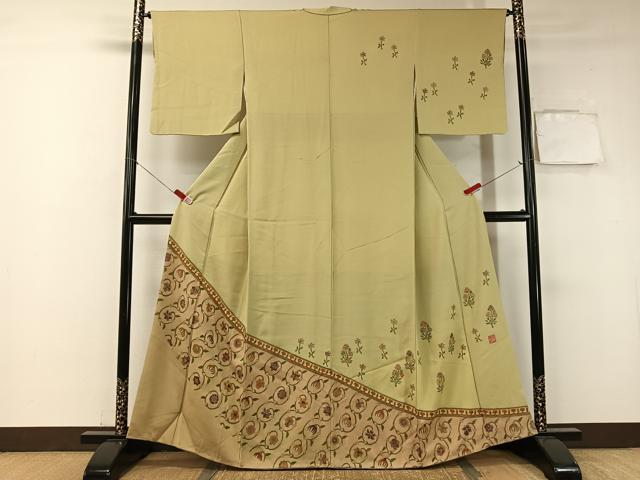 平和屋着物●景山雅史 訪問着 更紗唐草文 金彩 正絹 逸品 CABA4739vp