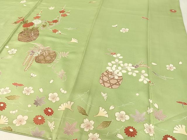 平和屋着物●訪問着 駒刺繍 吹寄せ花篭文 金彩 正絹 逸品 CABA4741vp