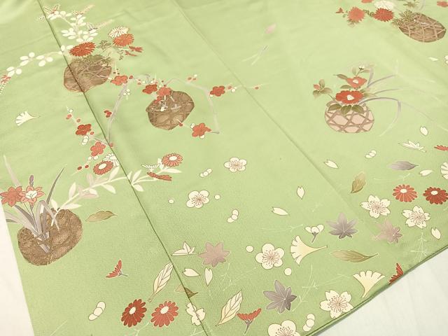 平和屋着物●訪問着 駒刺繍 吹寄せ花篭文 金彩 正絹 逸品 CABA4741vp