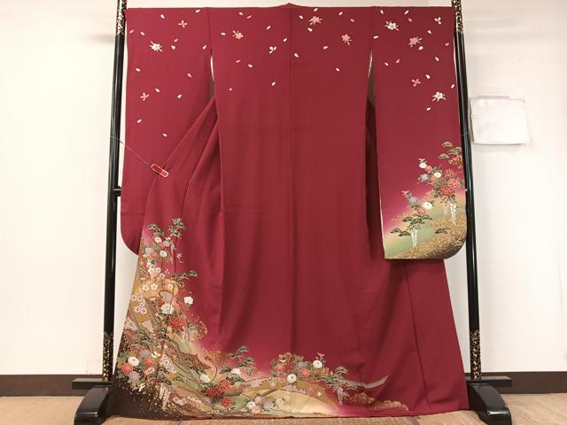 平和屋着物○豪華振袖 檜扇熨斗花文 暈し染め 金彩 正絹 逸品 CABA4755vp