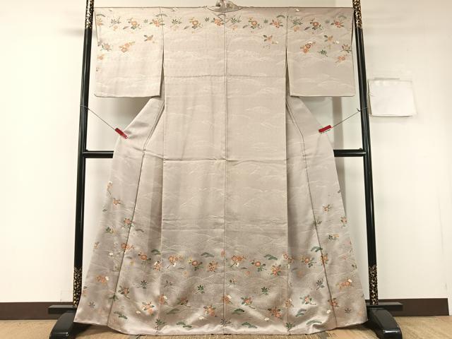 平和屋着物●訪問着 駒刺繍 立波花松文 金彩 正絹 逸品 CABA4770vp