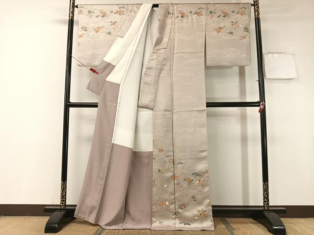 平和屋着物●訪問着 駒刺繍 立波花松文 金彩 正絹 逸品 CABA4770vp