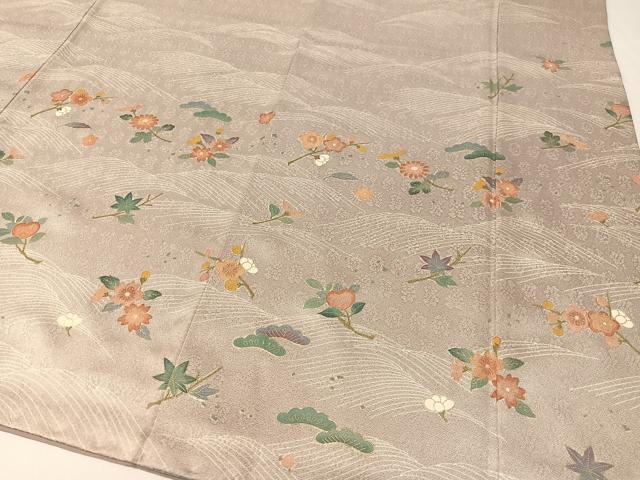 平和屋着物●訪問着 駒刺繍 立波花松文 金彩 正絹 逸品 CABA4770vp