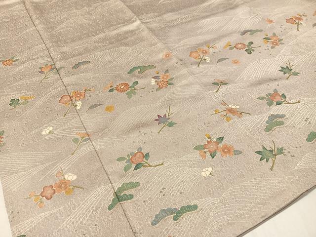 平和屋着物●訪問着 駒刺繍 立波花松文 金彩 正絹 逸品 CABA4770vp