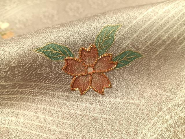 平和屋着物●訪問着 駒刺繍 立波花松文 金彩 正絹 逸品 CABA4770vp