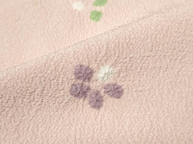 平和屋着物●上質な小紋 絞り 舞花文 鬼しぼ縮緬 正絹 逸品 CABA4814hy
